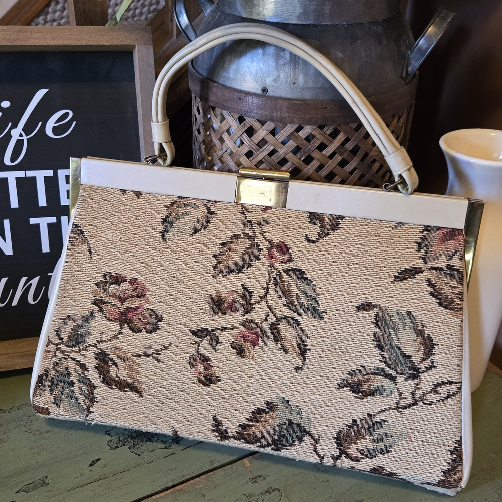 Vintage Floral Beige Handbag